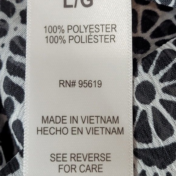 Fever Double Layer Sleeveless Black/White Printed High-Low Tunic Top - Size L - Picture 8 of 8